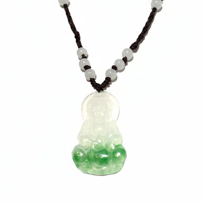 Green & White Jade Buddha Necklace-Whitestone Jewelry Co.