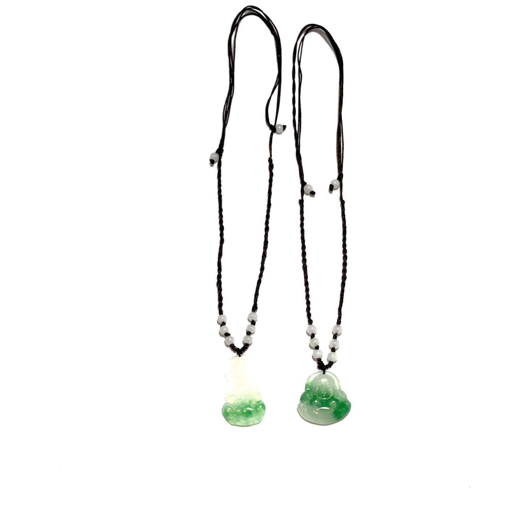 Green & White Jade Buddha Necklace-Whitestone Jewelry Co.