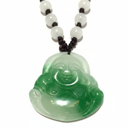 Green & White Jade Buddha Necklace-Whitestone Jewelry Co.