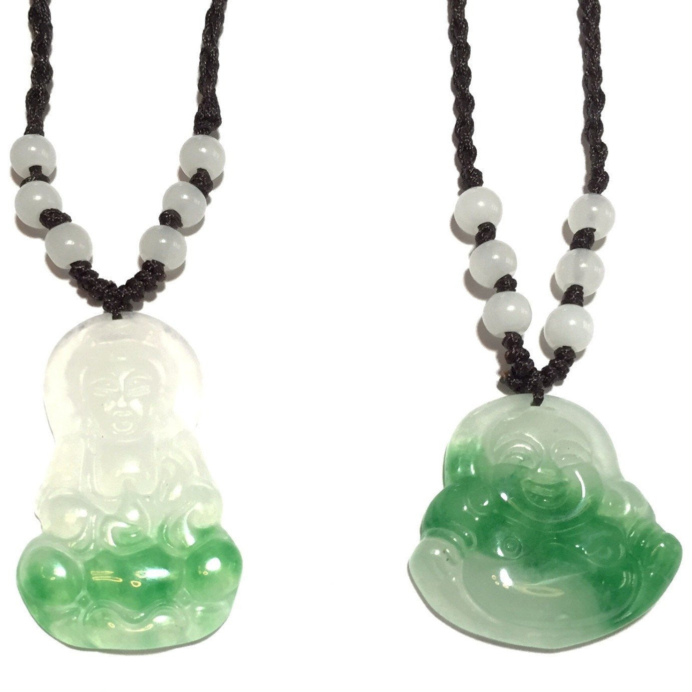 Green & White Jade Buddha Necklace-Whitestone Jewelry Co.