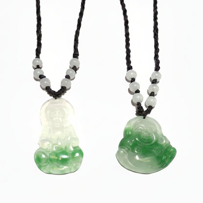 Green & White Jade Buddha Necklace-Whitestone Jewelry Co.