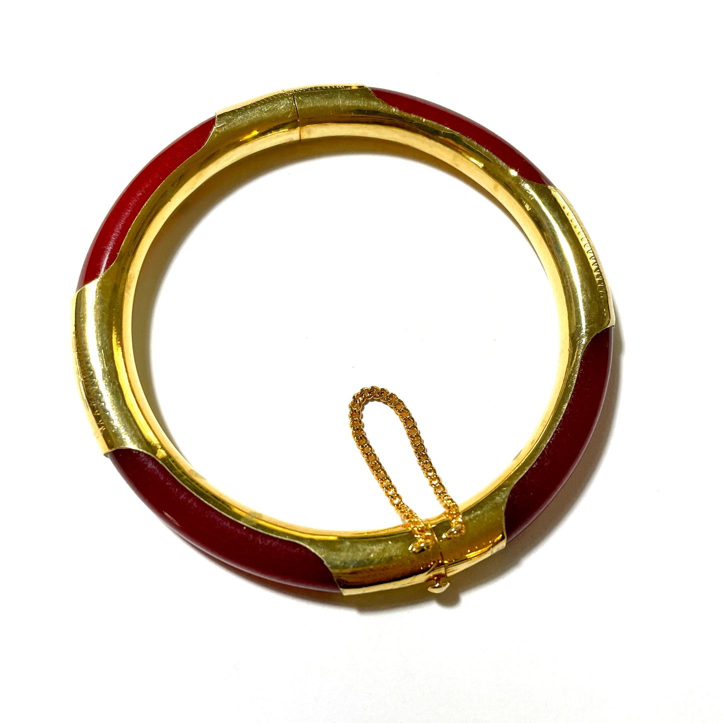 Stone Bangle Bracelet with Gold Fittings