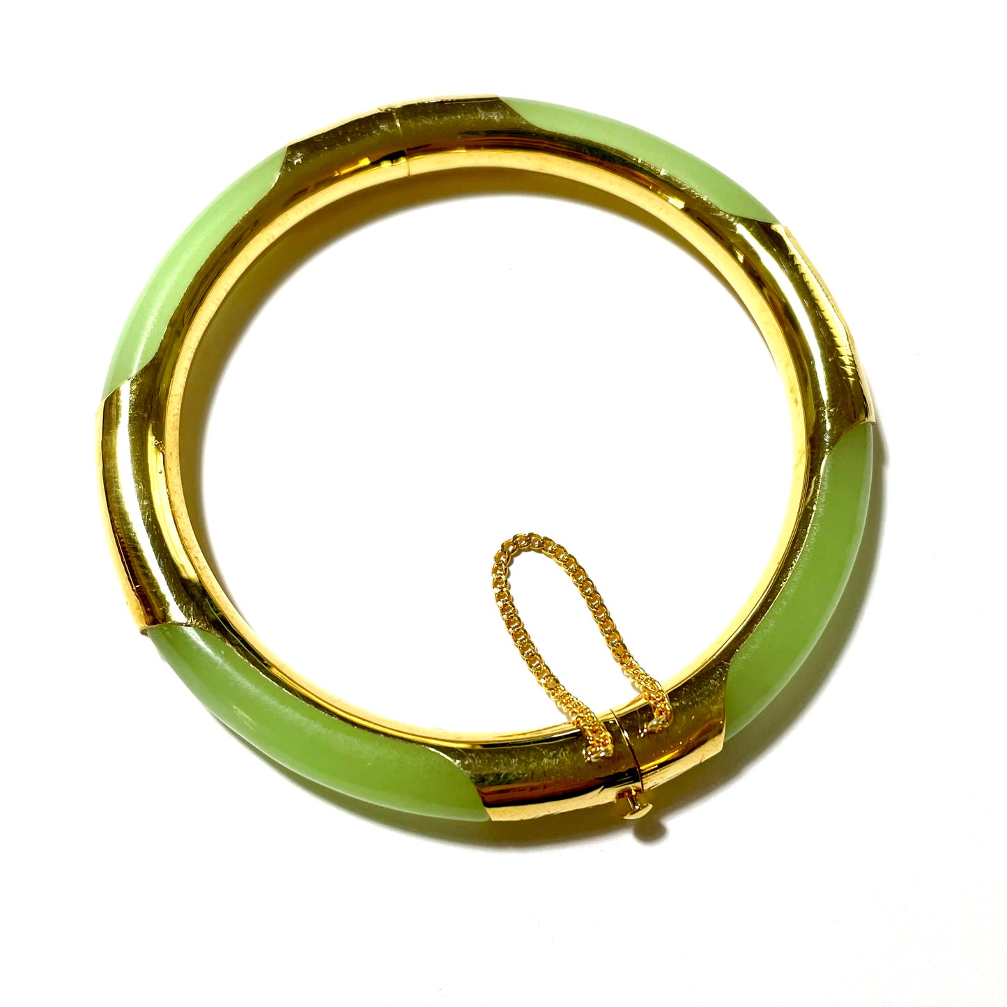 Stone Bangle Bracelet with Gold Fittings