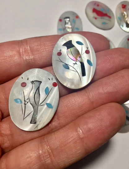 1970s vintage bird cabochons
