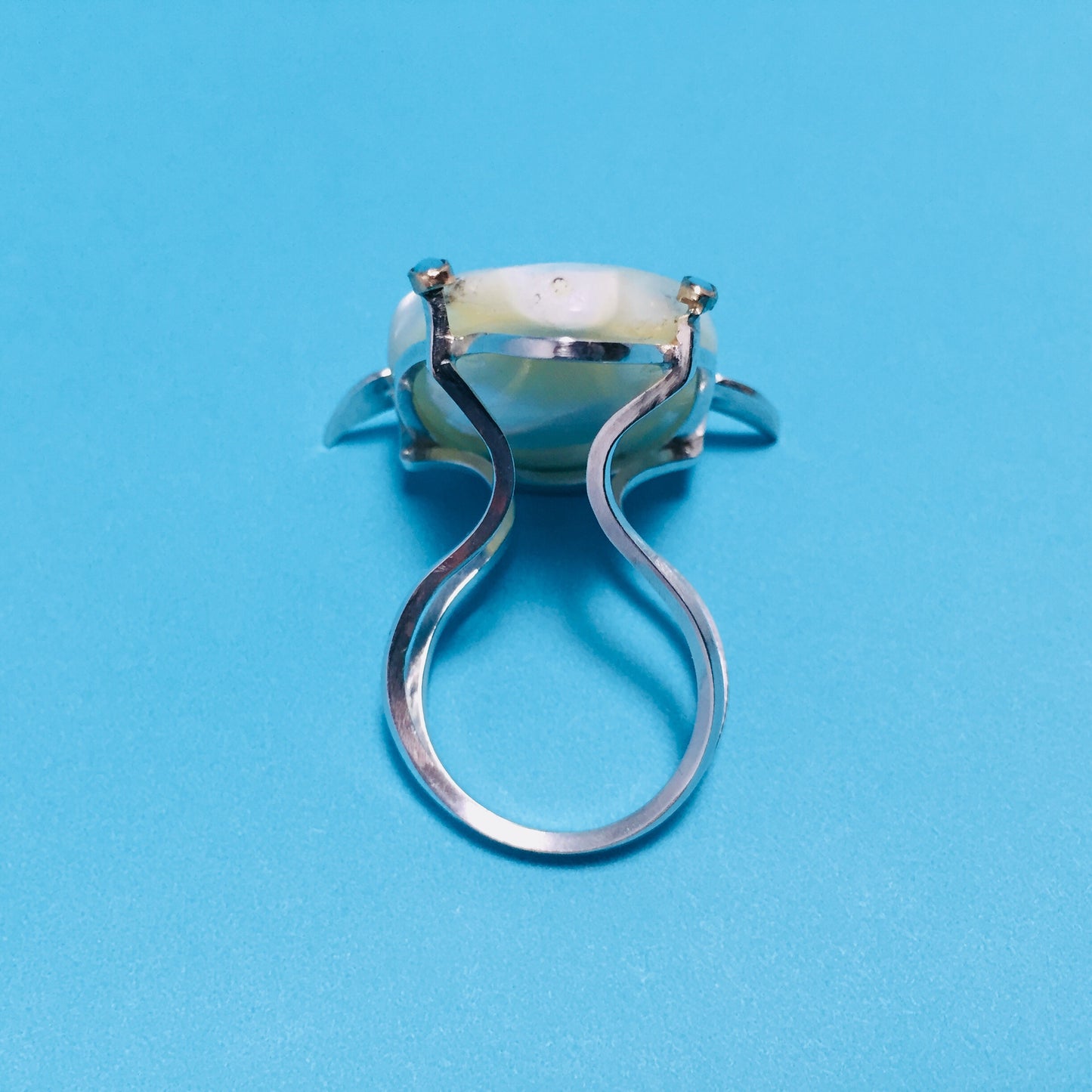 Custom Art Shark Ring - Mother of Pearl, 18K Gold, Turquoise