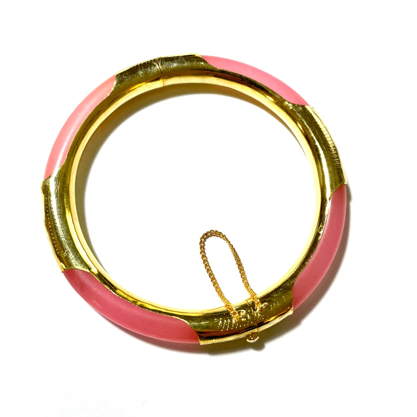 Stone Bangle Bracelet with Gold Fittings