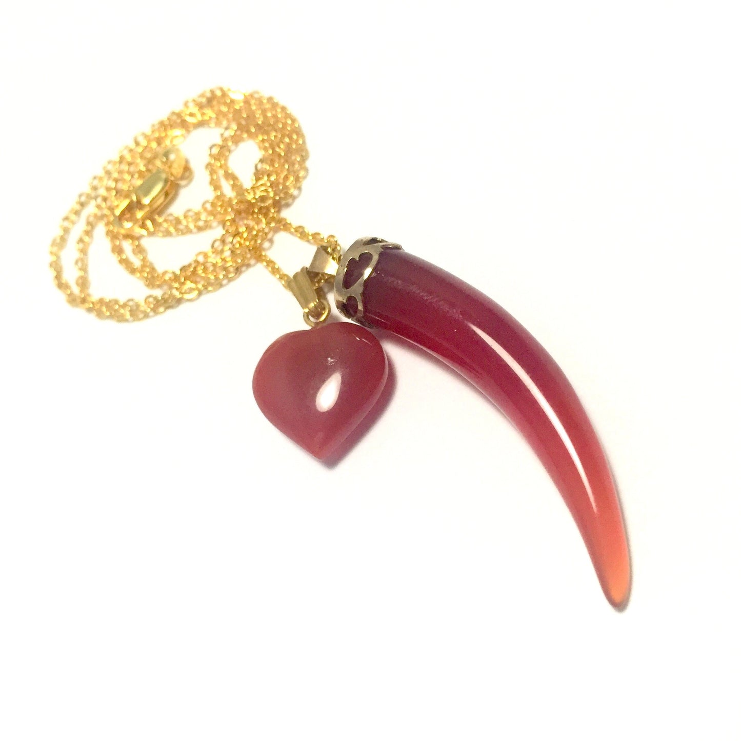 Heart and Dagger Carnelian Vintage Necklace