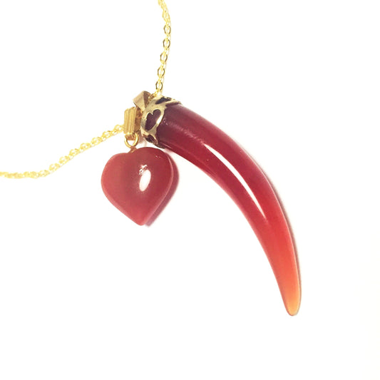 Heart and Dagger Carnelian Vintage Necklace