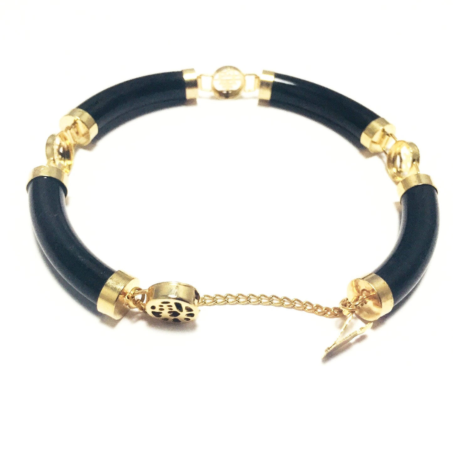 Vintage Chinese Character Clasp Bracelet with Gold Fittings