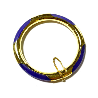 Stone Bangle Bracelet with Gold Fittings