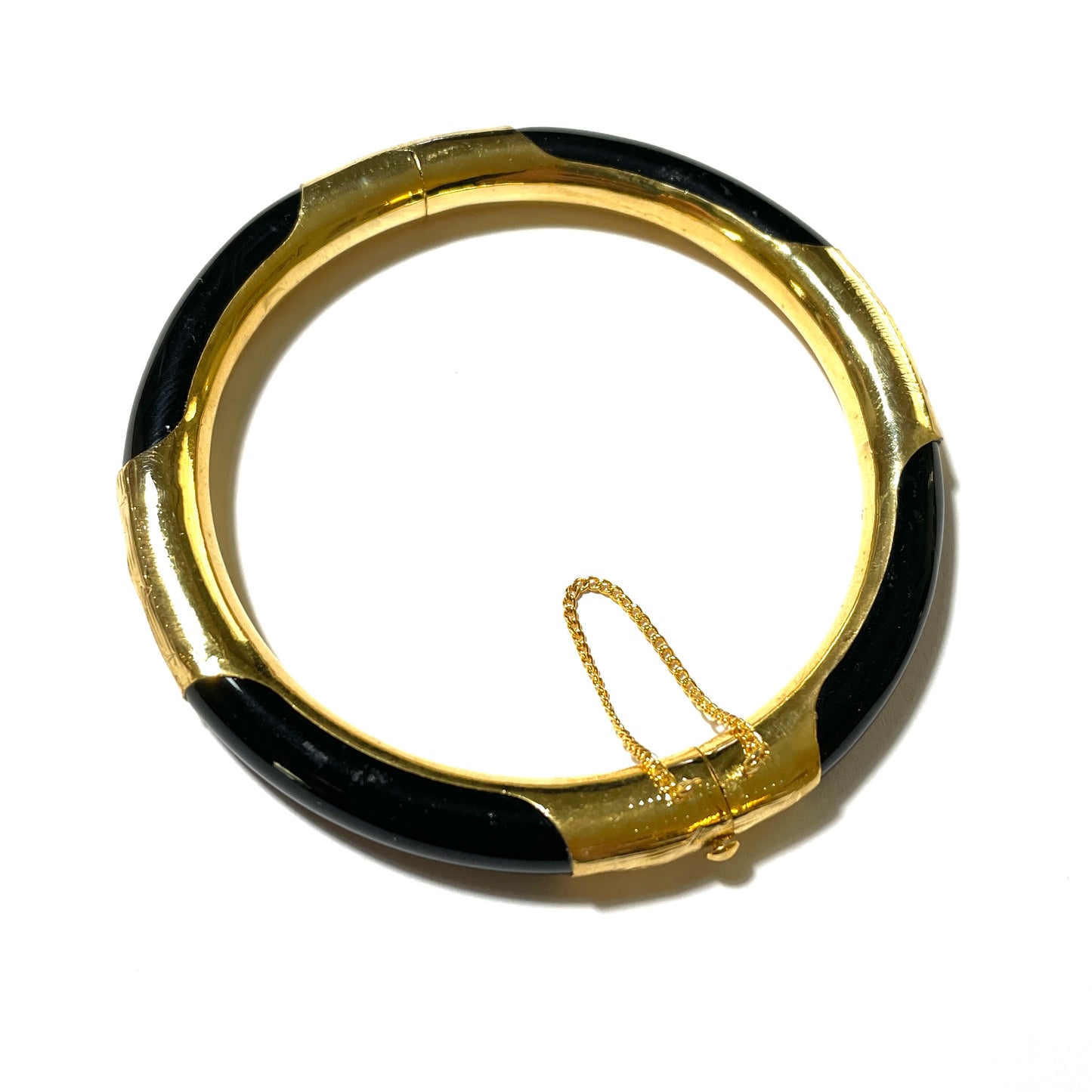 Stone Bangle Bracelet with Gold Fittings