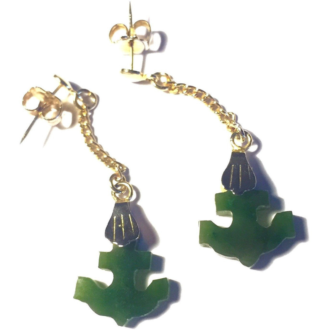 Jade Anchor Earrings-Whitestone Jewelry Co.