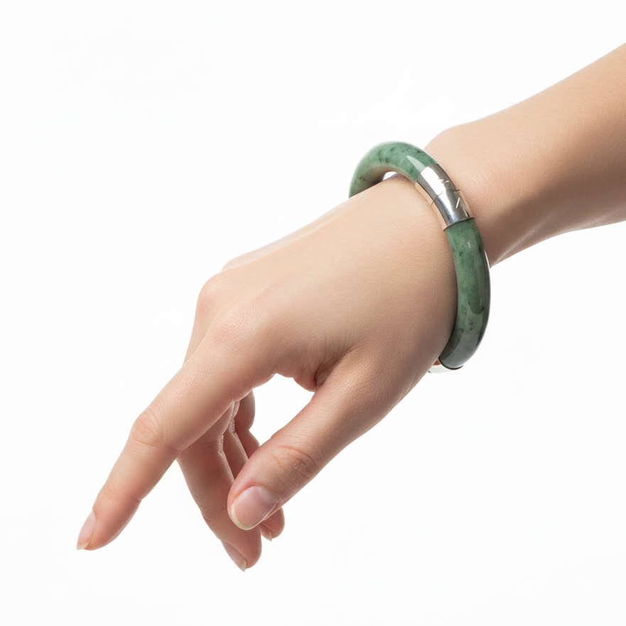 Jade Bangle Bracelet with Clasp-Whitestone Jewelry Co.