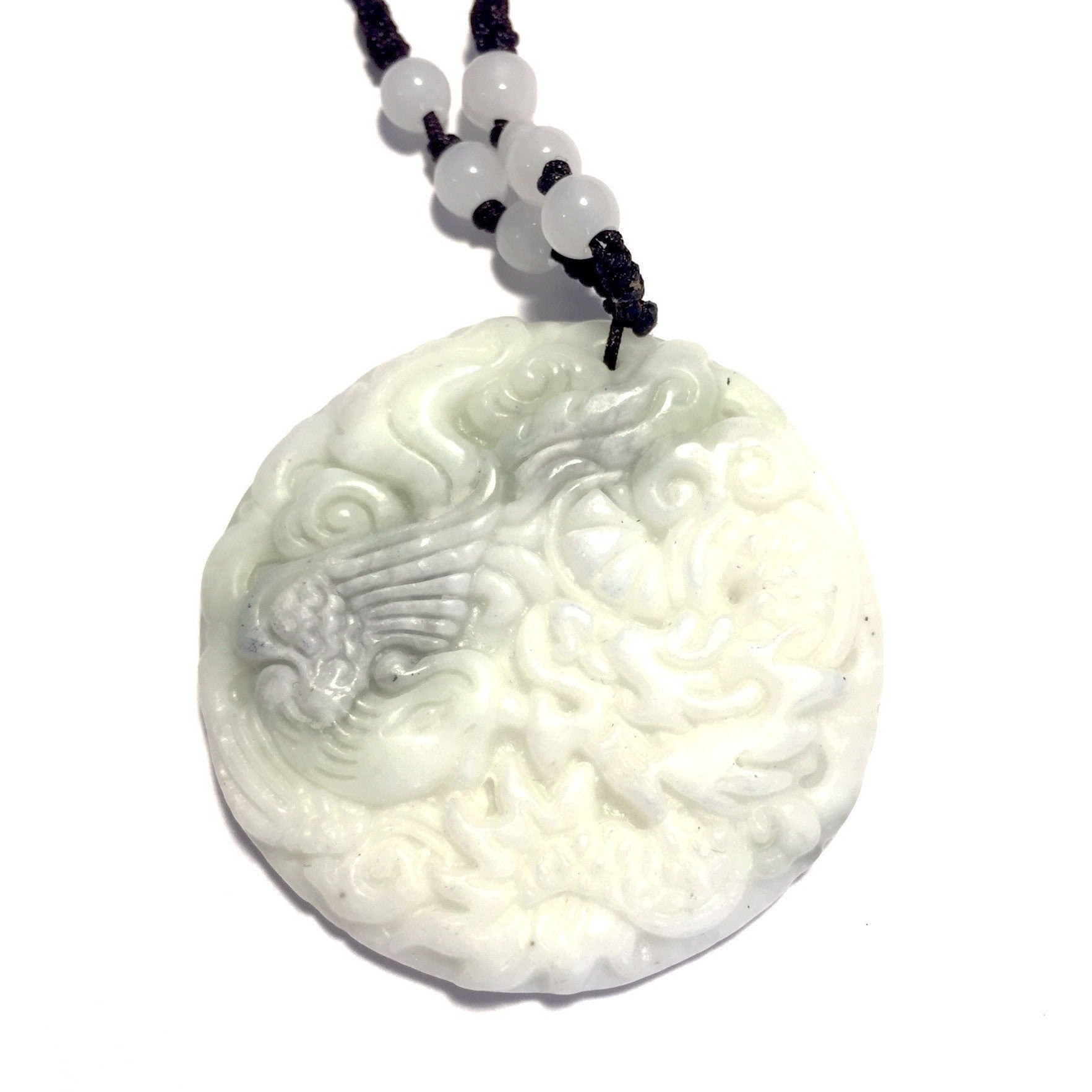 White Jade Dragon & Koi Fish Necklace – Whitestone Jewelry Co.
