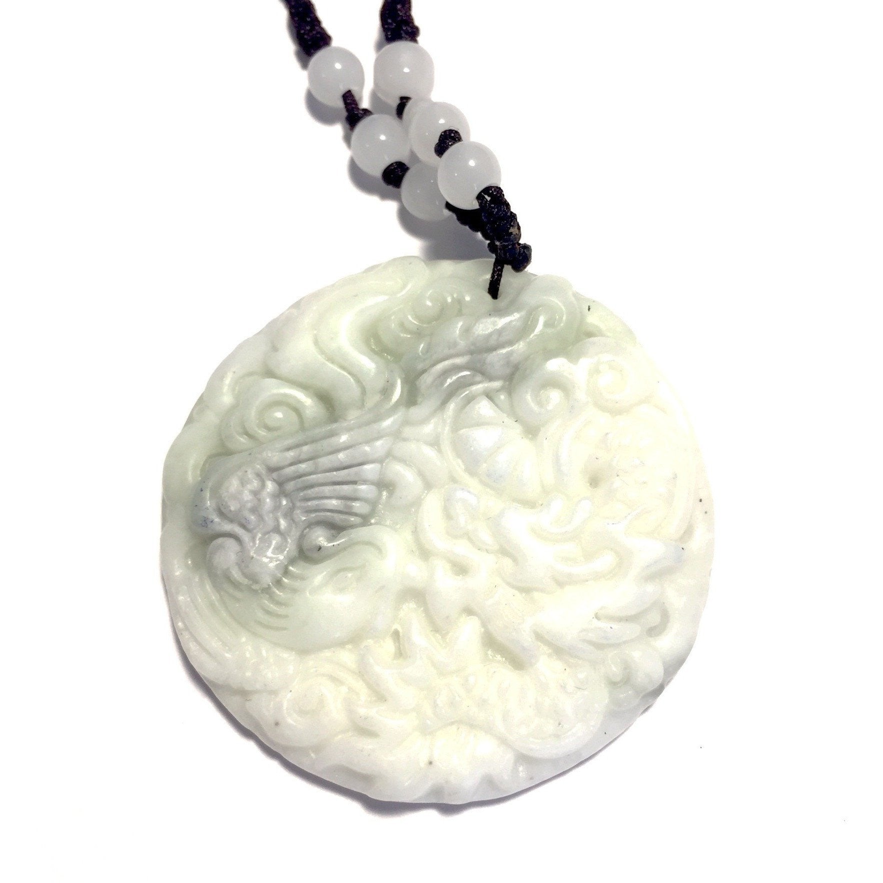 White Jade Dragon & Koi Fish Necklace-Whitestone Jewelry Co.